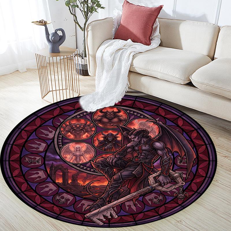 Ragnarok Symbolism Round Area Rug Under Office Chairs Bedroom Living Room Home Decor