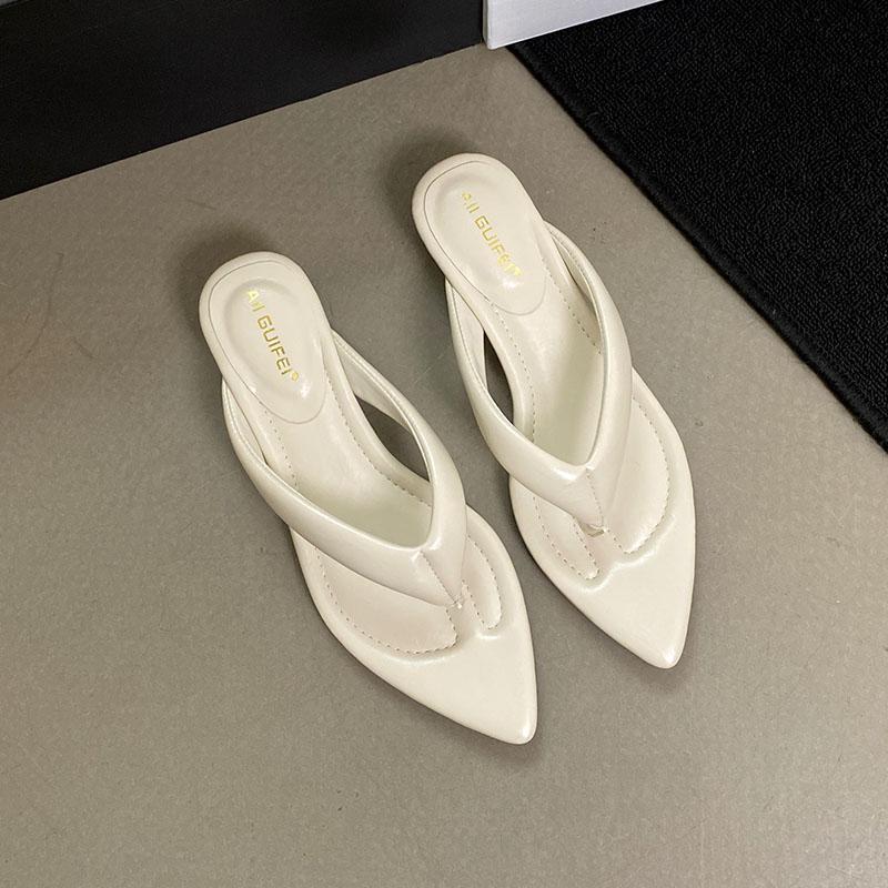 

Fashion Fashion Pointed Toe Ladies Low Heel Wedges Slippers Female Slides Wedges Slippers Sandals Shoes For Women Flip Flops 35 бежевый