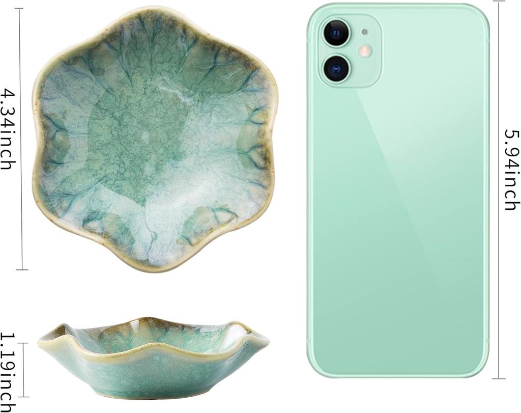 Plat à Bijoux Plateau Porte-Bagues Plateau à Bijoux en Céramique Bol à Clés Assiette Décorative pour Amies Sœurs Fille Mère Vert Émeraude