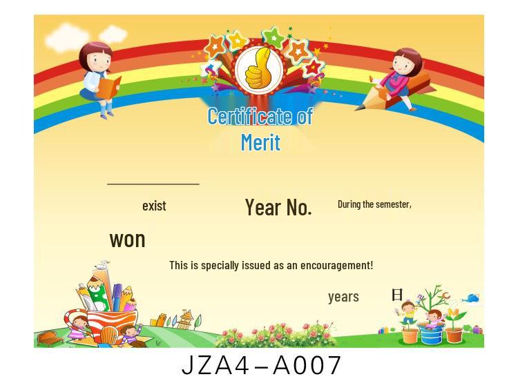 A4 Blank Certificate Paper for Students: Creative Design for Kindergarten and Primary School Commendations and Training Classes.