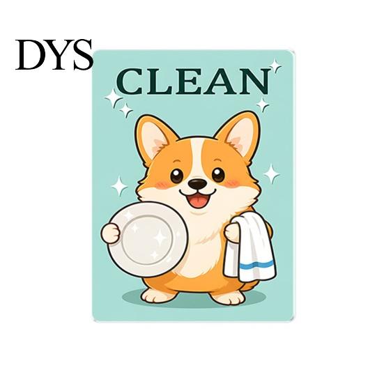 Heavy Duty Magnetic Sign Clean Dirty Dishwasher Magnet, Acrylic Cartoon Animal Sign, Reusable Magnet Double-Sided & for Kitchen Decoration
