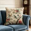 Vintage Chinoiserie Vogel und Blume Kissenbezug, Retro Botanischer Blumendruck Dekokissen für Schlafzimmer Sofa Couch