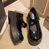 Fashion Patent Leather Thick Heeled Mary Jane Shoes Women Chunky Platform High Heels Women's Sweet Buckle Strap Round Toe Single Shoes