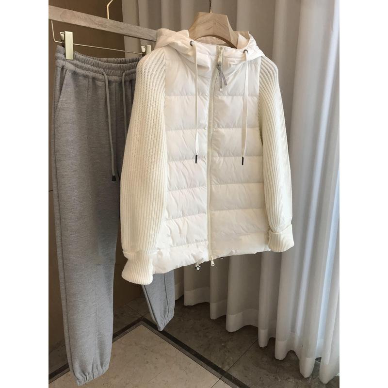 

Дизайн меньшинства Бай Да Гао Теплая куртка с капюшоном, вязаная, на хлопковой подкладке, женская S белый