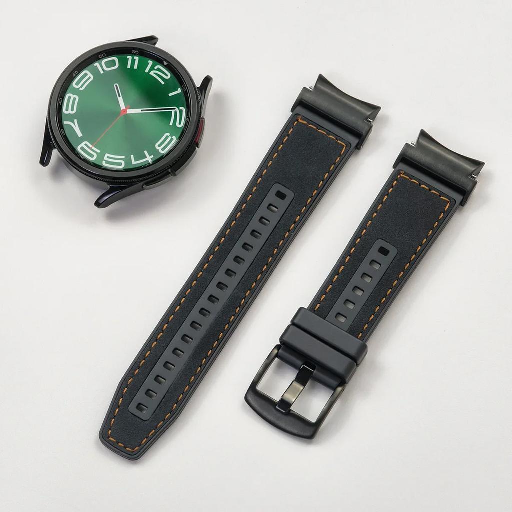 No Gaps Leather Strap for Samsung Galaxy Watch 7 6 5 4 40mm 44mm Watchband Bracelet for Galaxy Watch 6Classic 43 47mm 5Pro 45mm