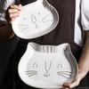 Creative White Glaze Japanese Embossed Cartoon Cute Cat Ceramic Tableware Home Kitchen Restaurant Supplies Fish dinner plates