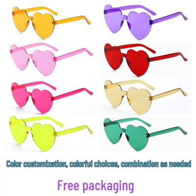 Occhiali da Sole alla Moda a Forma di Cuore Monopezzo Color Pesca - Colori Caramella per Feste e Altro