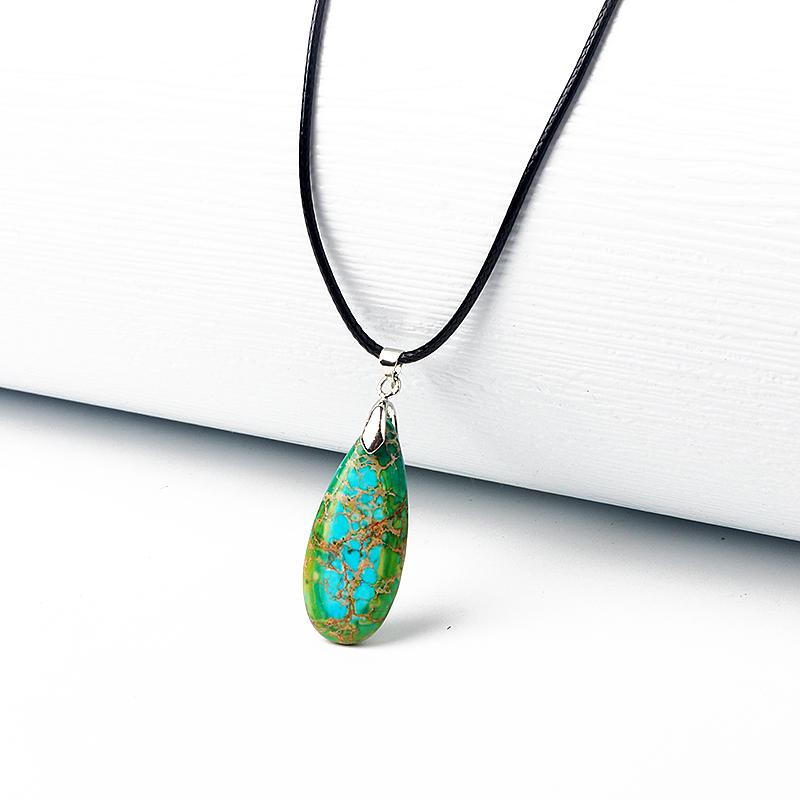 Water-Drop Emperor Stone Pendant Necklaces for Women Reiki Nature Stone Imperial Jaspers Turquoises Necklaces Healthcare Jewelry