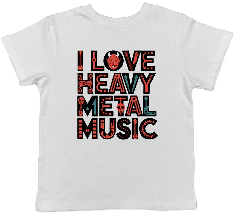 

I Love Heavy Metal Music Guitar Rock Skull Kids T-Shirt Boys Girls Gift 160