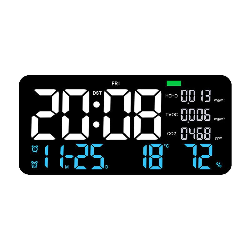 New Creative Multifunctional Wall Clock, Formaldehyde Detector, Temperature & Humidity Monitor, Living Room, 2805 Blue light in English