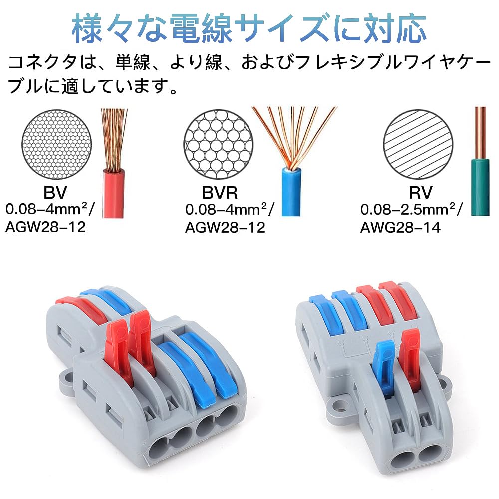 LIANHATA One Touch Connector, Set of 10, 2 Inputs, 4