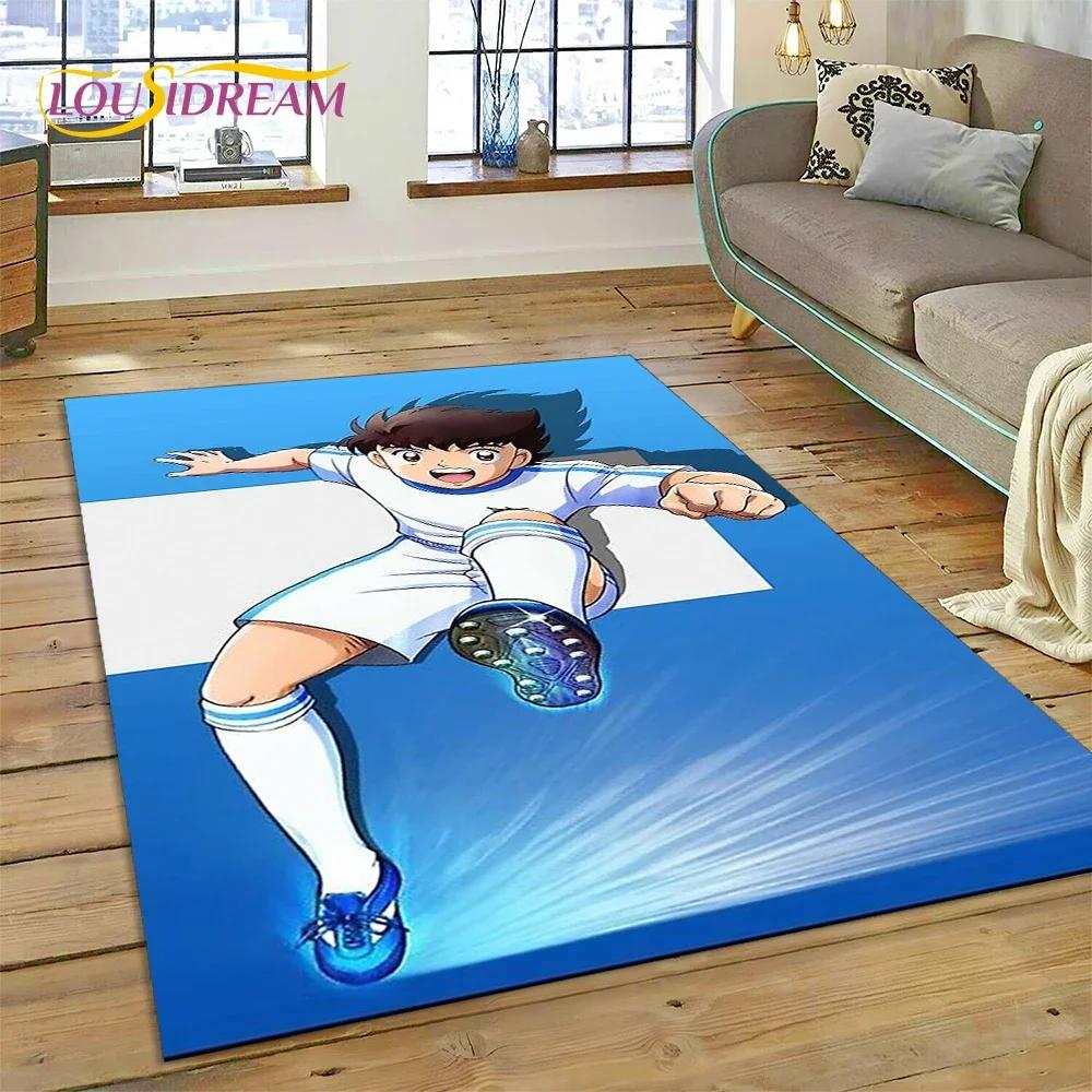 3D Cartoon Captain Tsubasa Fußballteppich für Schlafzimmer Wohnzimmer Heimsofa Dekoration, Kinderspiel Große Dekor Bodenmatte