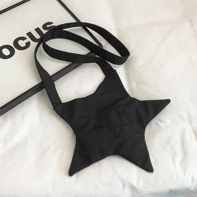 

Star shape solid color casual light versatile simple portable niche design aesthetic shoulder messenger bag чёрный