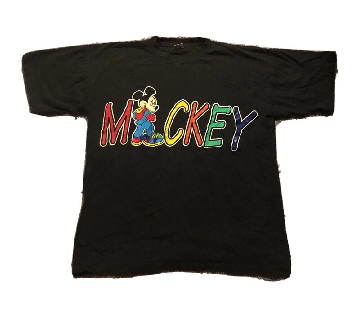 vintage mickey mouse disney t shirt men large black 90s S