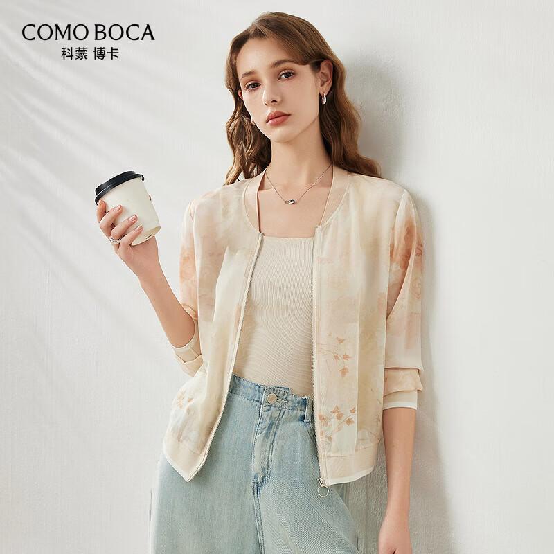 Komomboka Women s Elegant Printed Mulberry Silk Long Sleeve Top XL