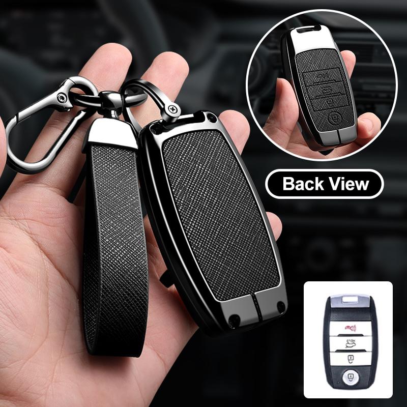 3/4 Button Zinc Alloy Leather Car Key Case For Kia Kx3 Kx5 K3S Rio Ceed Cerato Optima Sorento Niro Soul Key Fob Car Key Case