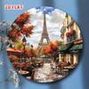 1pc Frameless Metal Wall Art Eiffel Tower Paris Autumn Bohemian Decor for Home Cafe Garage Room