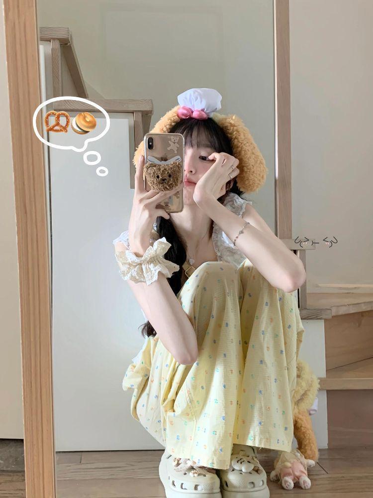 2025 Najlepiej Sprzedające się Damskie Kolorowe Spodnie Letnie w Kropki z Szerokimi Nogawkami - Długość do Podłogi, Casualowe Spodnie w Kratę z Teksturą