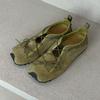 ~ Dexun Shoes Summer New Green Round Head Splicing Hollow Cross Belt Dexun Shoes Women's Summer Breathable