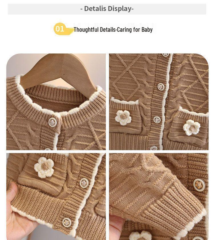 2025 Autumn Girls' Korean Style Knit Cardigan - Fashionable Early Autumn Children's Outerwear Sweater