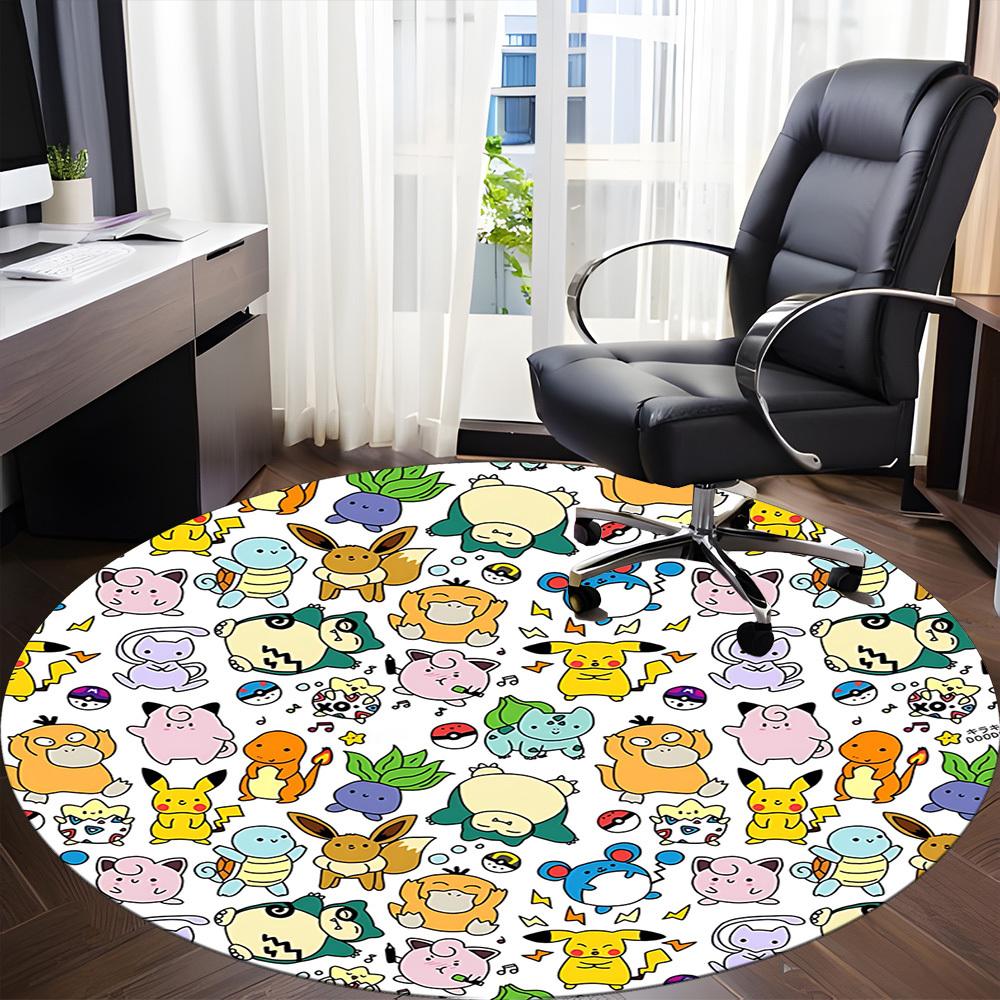1pc Pokemon Chair Carpet for Office Non Slip, Machine Washable Rug for Office, Room Holiday Decor for Christmas, Birthday Polyester