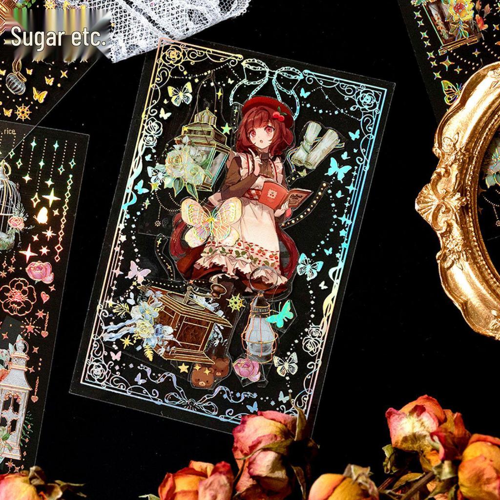 3D Gold Stamping Stickers - Retro Time Garden Series for Journals and DIY Projects (4 Types)