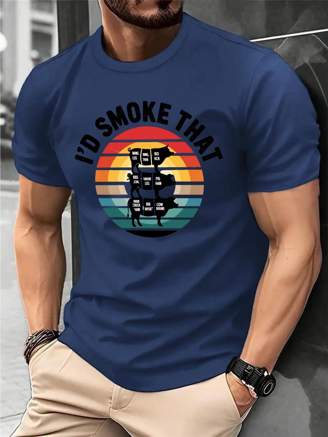 

Funny Graphic T-shirt - I Smoke That Farm Animal & Sunset Print - Lightweight Breathable Cotton Blend Tee - Regular Fit Casual Shirt for BBQs XL