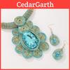 Jewelry Set With Crystal Handcrafted Aluminum Wire Large Necklace And Earrings For Women