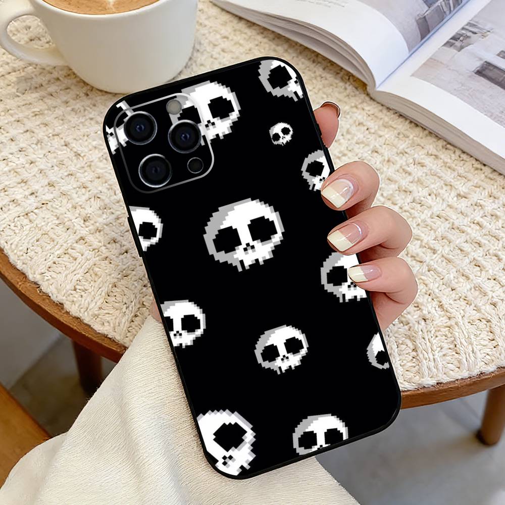 Skeleton Skull-L Phone Case For iPhone 17, 16,15,14,13,12,11 Plus,Pro Max, Others Soft Black Cover iPhone13Pro
