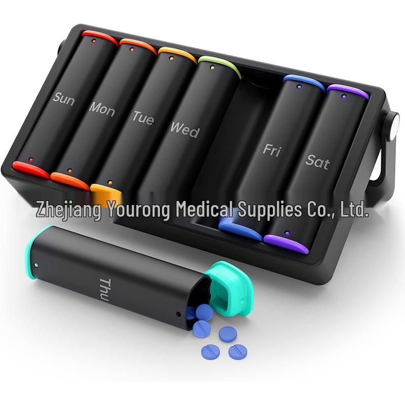 Scatola portaoggetti per medicinali di grande capacità KOVIUU con organizer settimanale per pillole arcobaleno