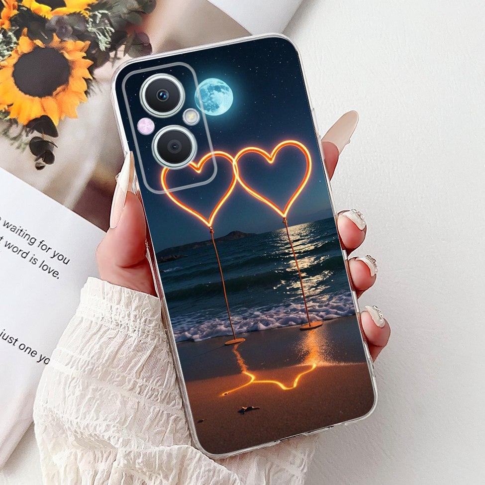 Clear For Oppo Reno 7Z 5G CPH2343 Case For Oppo Reno 8Z 5G CPH2457 Cover Luxury Butterfly Love Fashion Flowers Cool Lion Painted