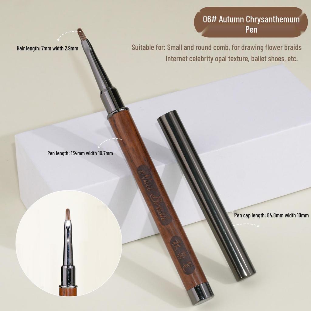 Sandalwood Nail Art Gel Pen Set: Round & Flat Tips for Painting, Drawing, and French Designs