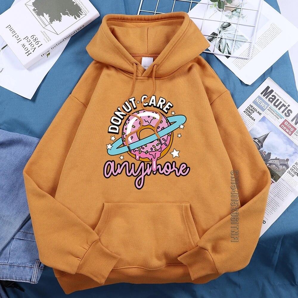 Donut Care Mararon Niedlicher Grafik Damen Hoodie Harajuku Vintage Hoodies Bedruckt Hip Hop Übergroßer Hoodie Mode Weibliche Streetwear