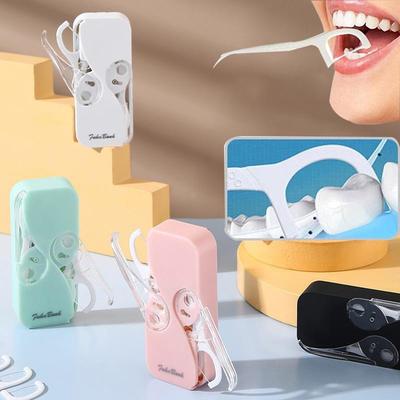 1 adet diş ipi dağıtıcı otomatik diş ipi saklama kutusu yeniden kullanılabilir ipi kürdan konteyner taşınabilir diş pensesinde tutucu aracı