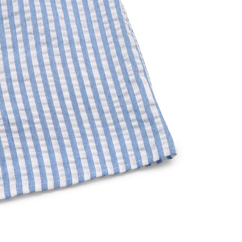 YYFS Women's Fashion Casual Summer Spring Stripe Print Short Sleeve Stand-Neck Blouses & Shirts