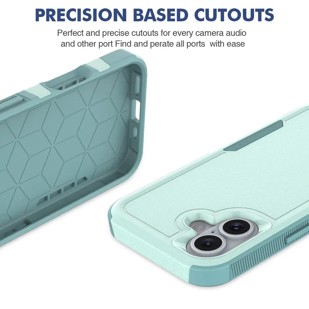 Capa de Celular à Prova de Choque com Proteção de Duas Camadas Para iPhone 16 15 11 12 13 14 Pro Max X S XR Luxuosa Armadura Contrastante Capa Anti-Queda