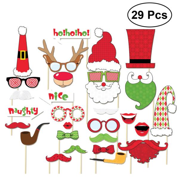 Buy 29pcs Christmas Party Photo Booth Props Happy Christmas Photo Props