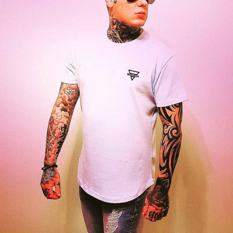 Muscleguys New Elastic Lightweight Spring/Summer Training Top Round Neck Gym Running Short Sleeves