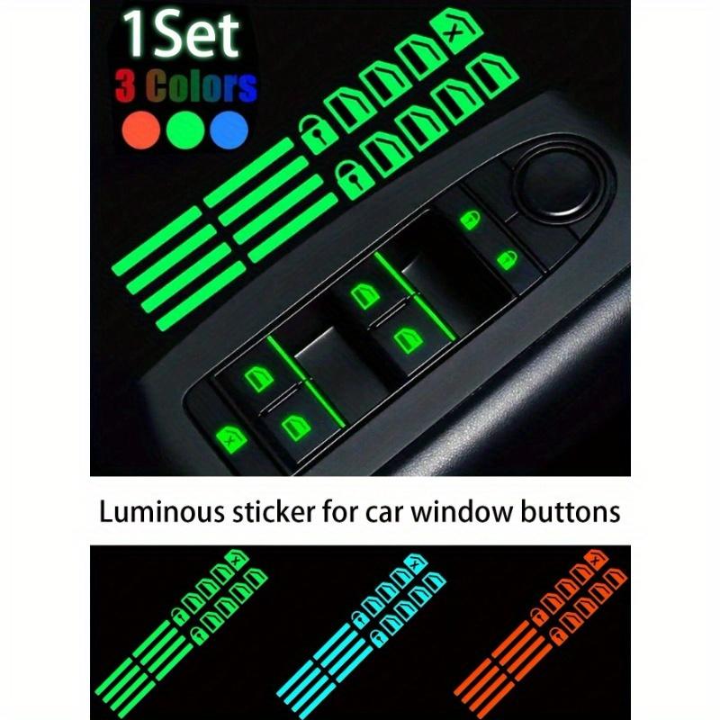 1 Set Adesivi Luminosi per Pulsanti Finestrino Auto Adesivi Fluorescenti per Auto Autoadesivi Adesivi Visibili di Notte Fluorescenti per Interruttore Finestrino e Porta Auto
