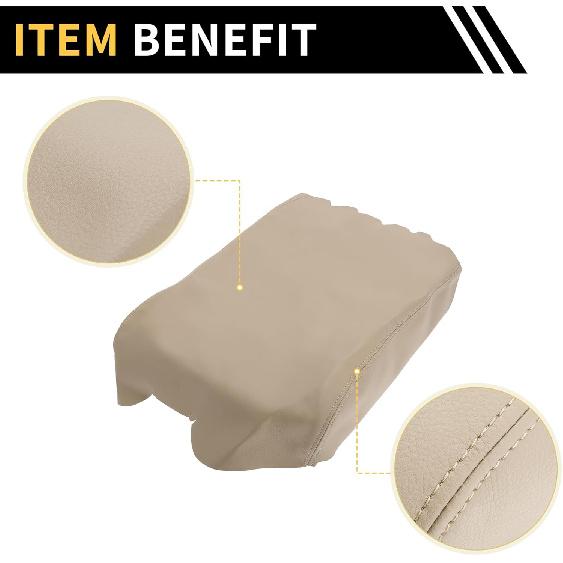 Console Lid Armrest Cover for Toyota Tundra 2007-2013 Tahoe Middle Console Pad Armrest Protector Microfiber Leather with Beige