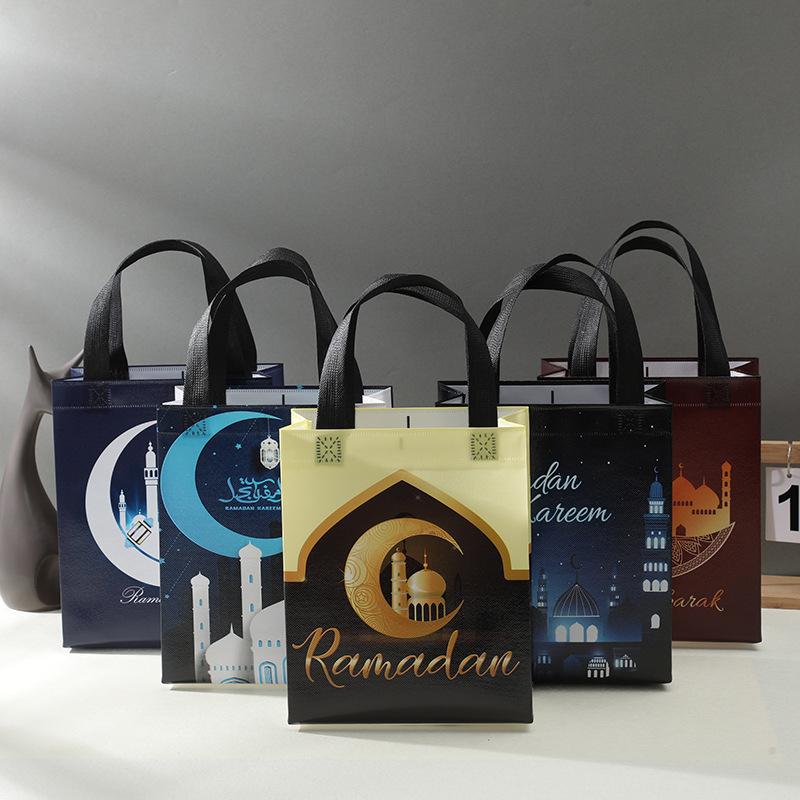 Storage Gift Decoration Suppily 20*25*10cm Stobag Ramadan Laminated Non Woven Bag Moon Castle Non-Woven Gift Bag For Festival