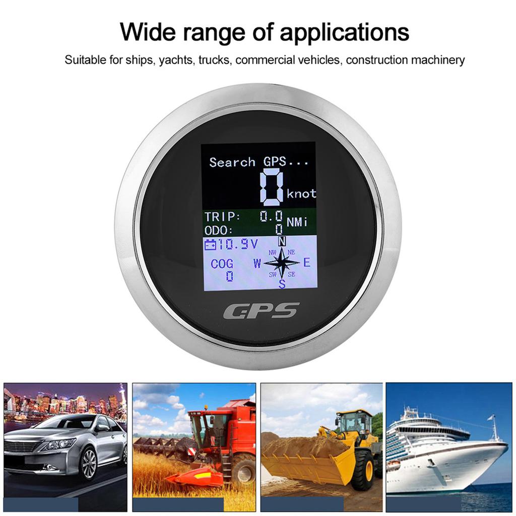 85mm GPS Digital Gauge Stainless Steel Waterproof Universal Dashboard Meter for Car Boat Marine Engineering Vehicle