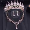 15 Colors Bridal Jewelry Sets for Women Wedding Crown Earrings Tiaras Set Necklace Bride Crown Jewelry Set Costume Accessory
