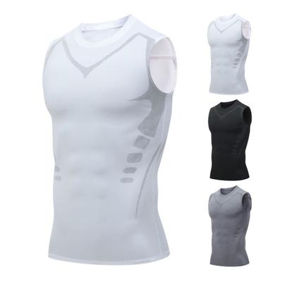 Men Sport Vest Round Neck Sleeveless High Elastic Breathable Tops Muscle Shaping Body Athletic Compression Tank Top