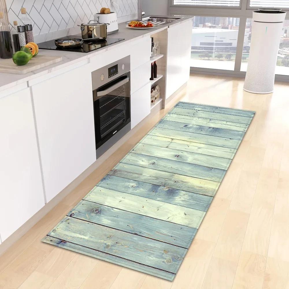 

All Scene Non Slip Stylish Wood Runner Mat Heartwarming Slogan Warm Brown Vibrant Stripe Light Rug for Kitchen Bedroom Hallway 40X120CM