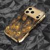 Chic Black Base with Gold mobile phones Glass phone case for iphone 17 pro max cover for iPhone 17 16 15 14 13 12 11pm Pro Plus