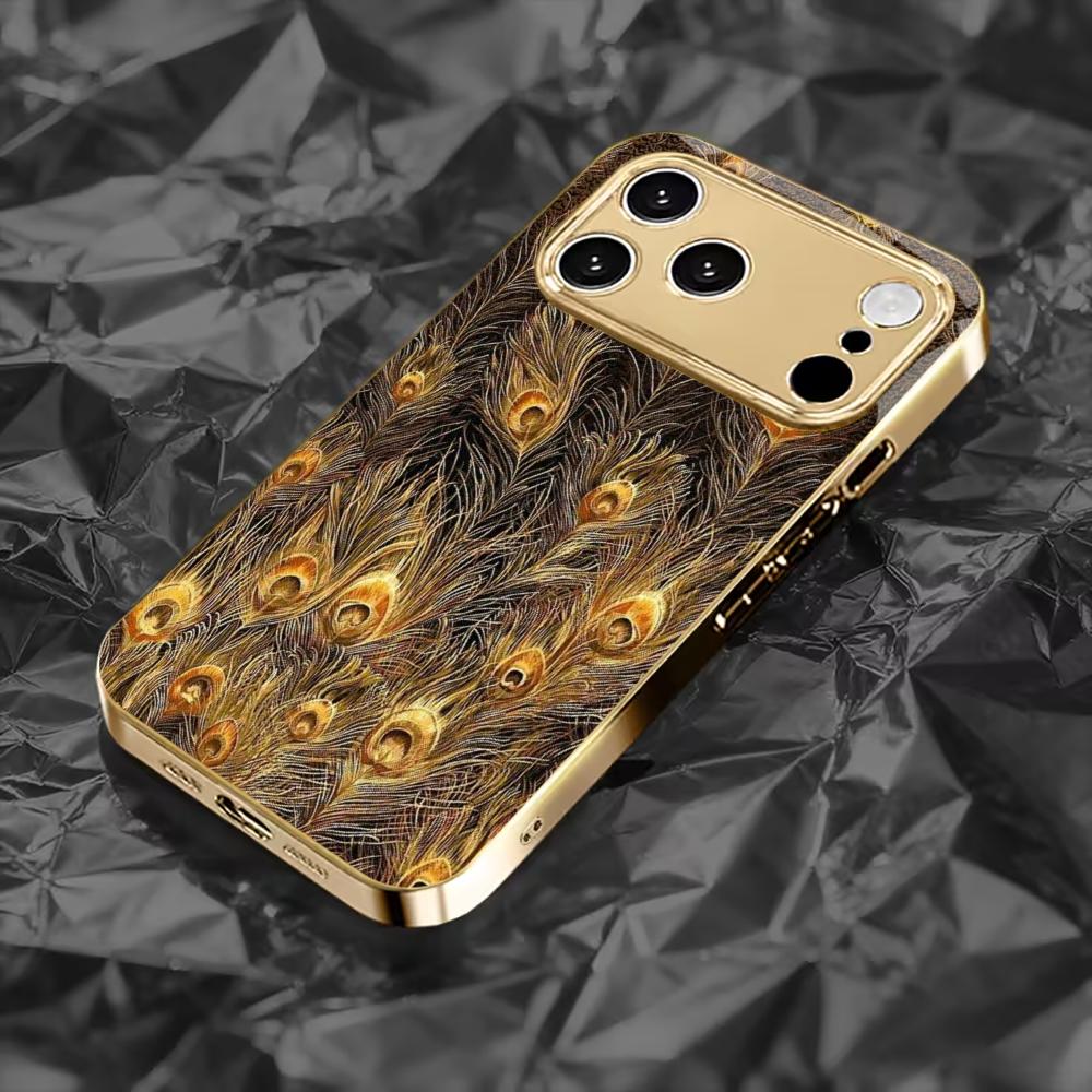 Chic Black Base with Gold mobile phones Glass phone case for iphone 17 pro max cover for iPhone 17 16 15 14 13 12 11pm Pro Plus
