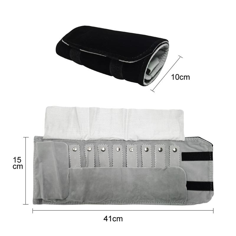 Black PU Leather Inner Black or Grey Velvet Jewelry Storage Bag MiNi Roll Bag Necklace Ring Earrings Pendant Storage Roll Bag