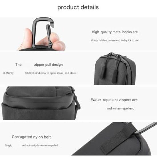 Camera Pouch TG7 TG6 TG5 TG4 Cameras Black Zipper Case Clip Loop Hiking Travel Backpack Storage Safe Quick Access Compact Nylon Carabiner Carry Belt.