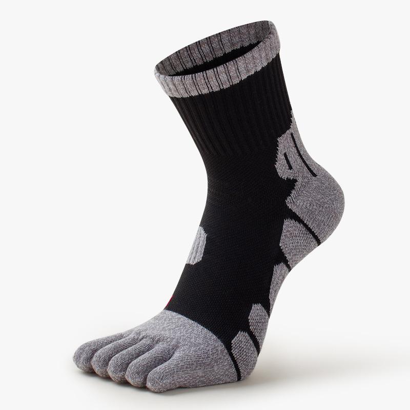 

Men s Thickened, Warm and Sweat-absorbing Sports Pressure Socks with Towel Bottom and Five-toed Socks for Winter 1 pair чорний